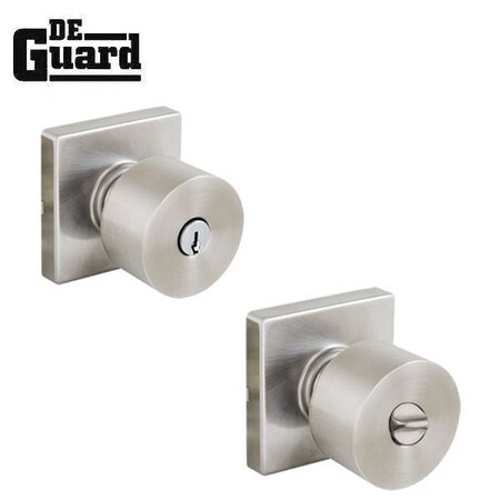 Contemporary Entry Knob - Grade 3 - Square Rose - Satin Nickel